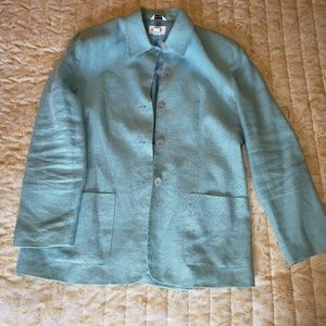 Talbots aqua linen jacket